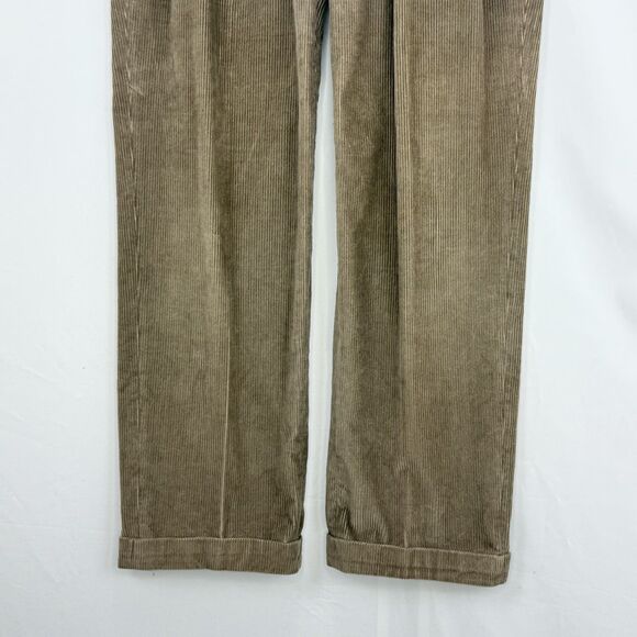 Paul Frederick Mens Pants Brown Corduroy Straight Cuffed Pleat Size 35x32 - Picture 5 of 13